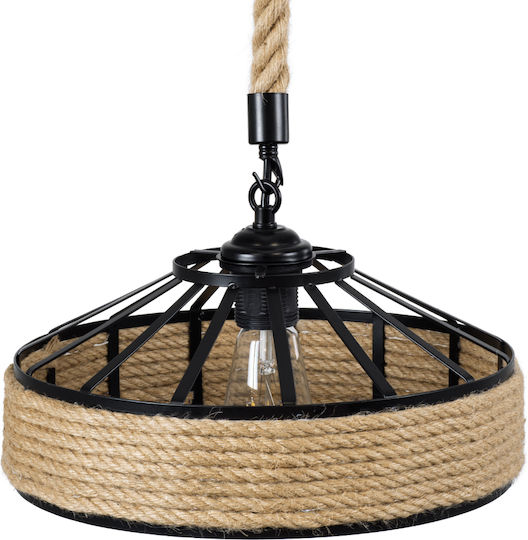 GloboStar Poli Brown Ceiling Light with Rope for E27 Socket 31x31x14cm