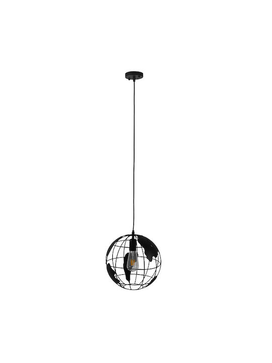 GloboStar Earth Pendant Light Black with Socket E27 30cm
