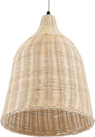 GloboStar Bahamas Light Wood Висящо Таванно Осветително Тяло Бежова Камбанка с Цокъл E27 30x30x40см