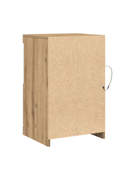 Wall Living Room Display Cabinet made of Particleboard with Glass & Lighting Artisan Oak 41x37x67cm