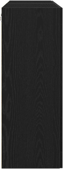 Wall Living Room Display Cabinet made of Particleboard with Glass Black Oak 139x34x90cm