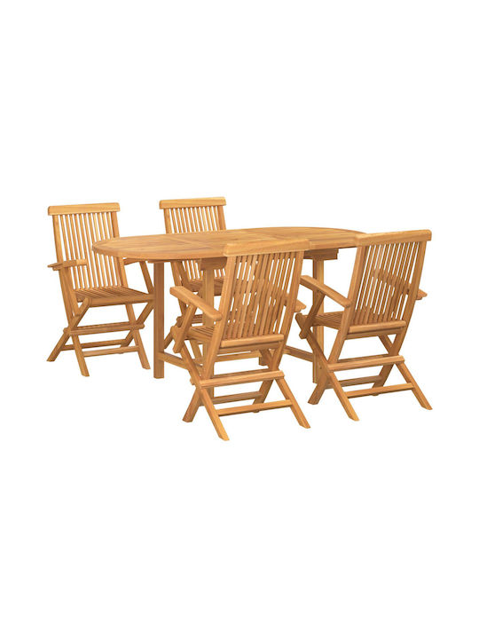 Garten- und Outdoor-Möbelsets Typsatz Speisesaal 5 Stücke Braun