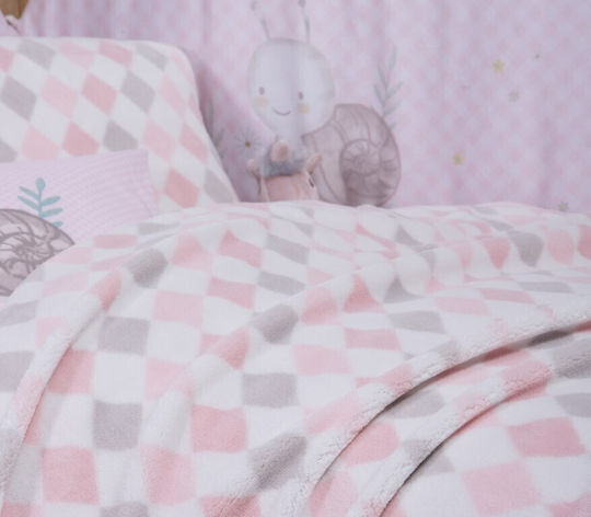 Nef-Nef Homeware Decke Kinderbett Rhombus Vlies Rosa Pink 110x150cm