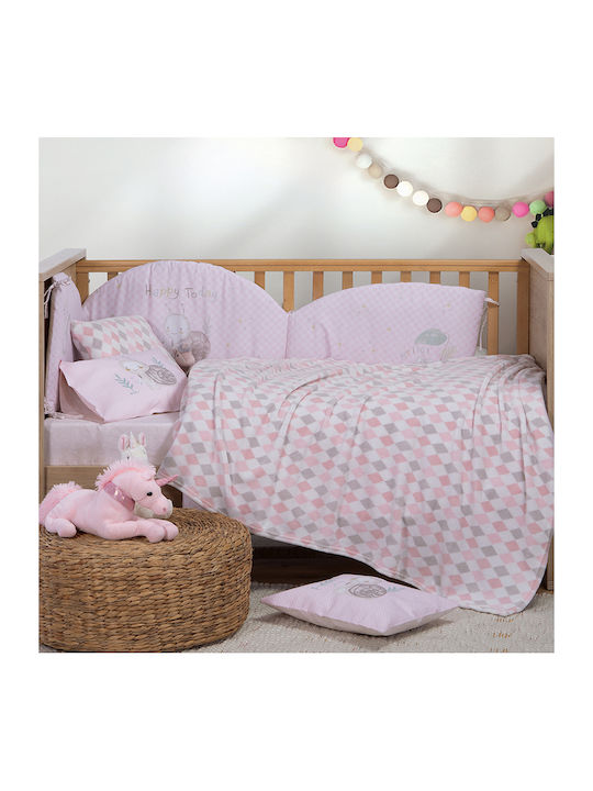 Nef-Nef Homeware Blanket Cot Rhombus Fleece Pink Pink 110x150cm