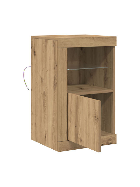 Wall Living Room Display Cabinet made of Particleboard with Glass & Lighting Artisan Oak 41x37x67cm