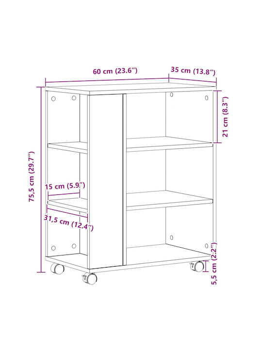 Βιβλιοθήκη Μαύρη Δρυς 60x35x75εκ.