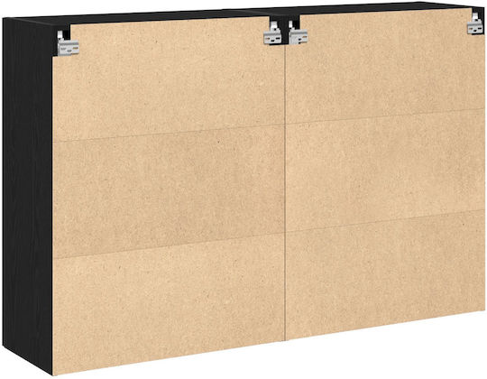 Wall Living Room Display Cabinet made of Particleboard with Glass Black Oak 139x34x90cm