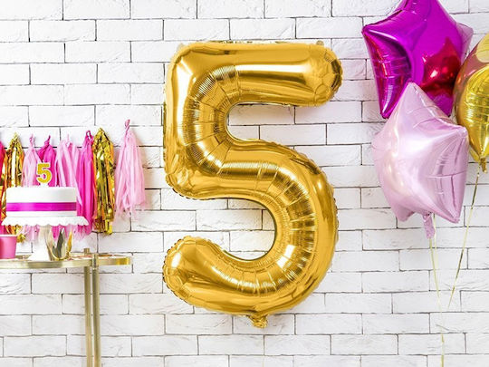 Luftballon Folie Jumbo Zahl 5 Gold 80cm