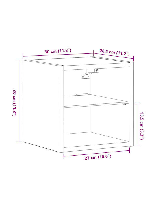 Κομοδίνα Ξύλινα Μαύρη δρυς 2τμχ 30x28.5x30cm