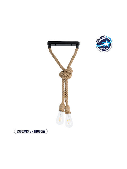 GloboStar Rope Pendant Light Beige with Rope for Socket E27 30x100cm
