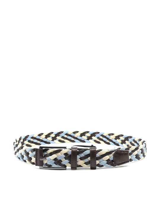 Men's Belt Leather Knitted Blue