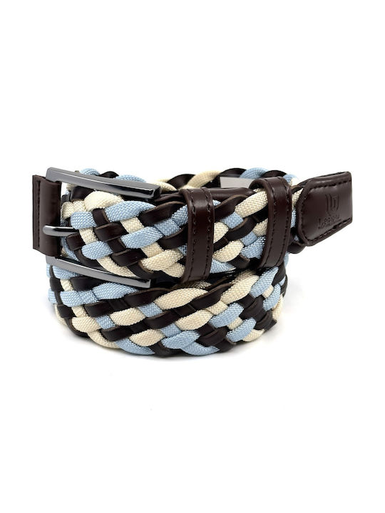 Men's Belt Leather Knitted Blue
