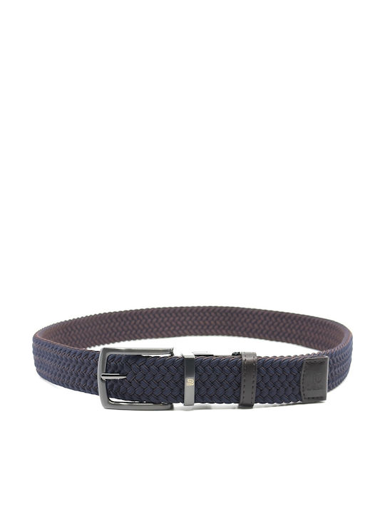 Elastic Men's Belt Leather Knitted Double Sided Brown