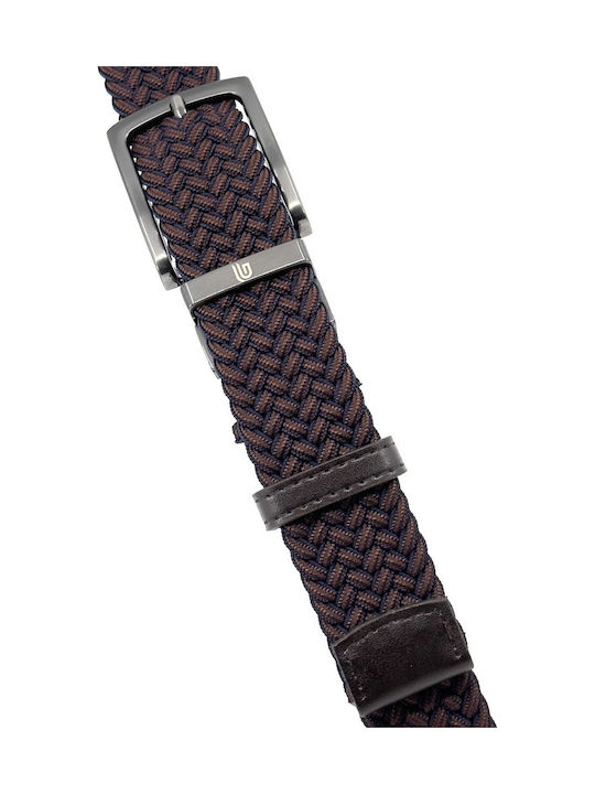 Elastic Men's Belt Leather Knitted Double Sided Brown