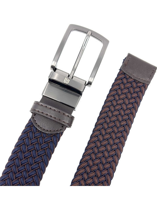 Elastic Men's Belt Leather Knitted Double Sided Brown