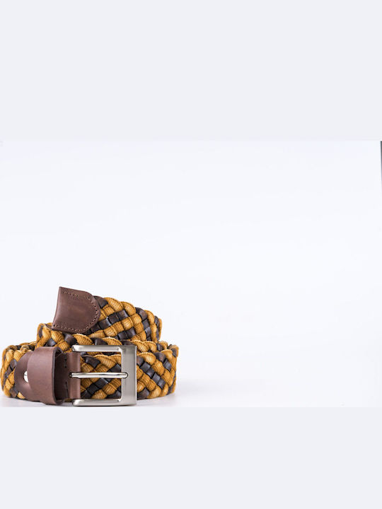 Wide Men's Belt Leather Knitted Multicolored