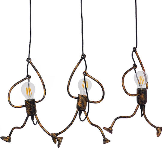 GloboStar Little Man Pendant Light Bronze Rail with Socket E27 70x10x105cm
