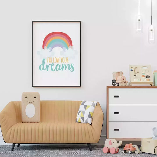 Παιδικό Κάδρο Ουράνιο Τόξο Follow Your Dreams 21x30εκ.