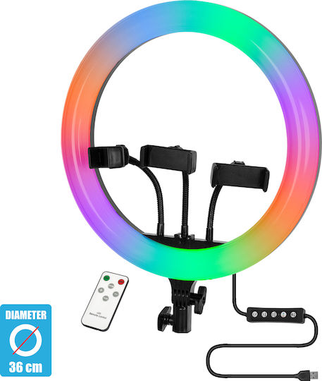 GloboStar RGB Ring Light 36cm 3000 - 6000K with Mobile Holder
