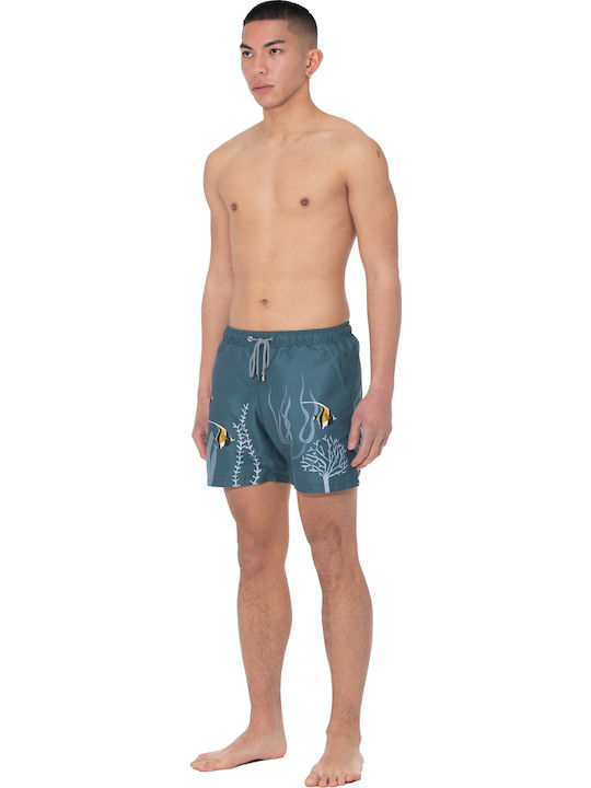 Men's Swimwear Shorts Green with Patterns