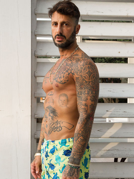 Men's Swimwear Shorts Green with Patterns