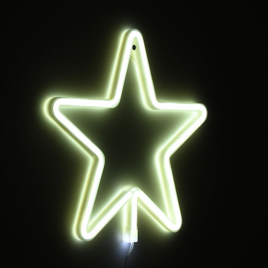 GloboStar Crăciunesc Decorativ Suspendata Stea cu lumină LED Plastic Alb 27.5x1.5x27.5buc 1buc