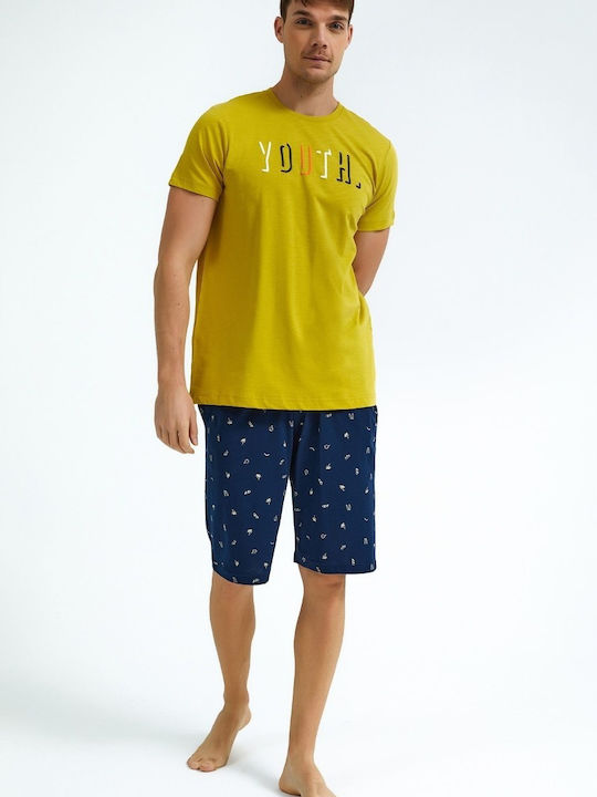 Roly Poly Men's Summer Pajamas Set Mustard