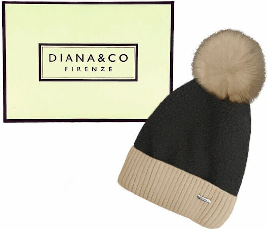 Pom Pom Beanie Frauen Beanie Gestrickt in Schwarz Farbe