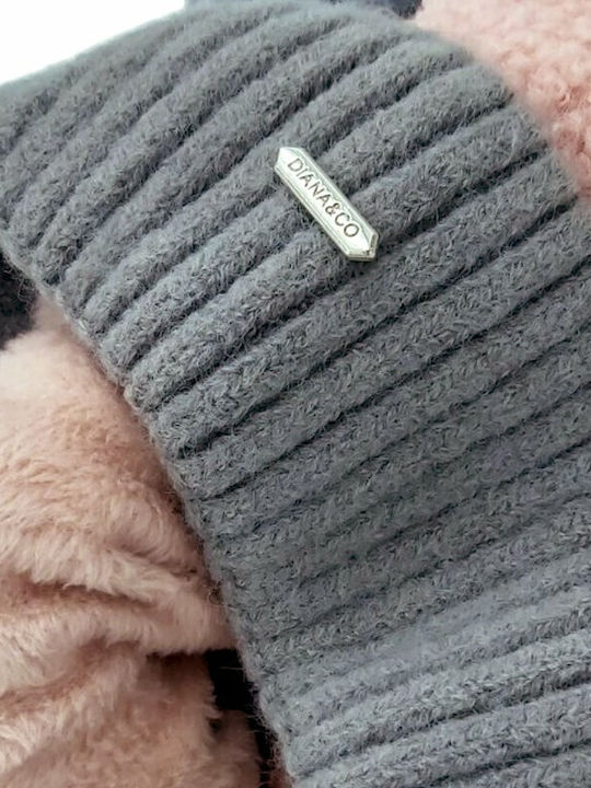 Pom Pom Beanie Γυναικείος Σκούφος Πλεκτός σε Ροζ χρώμα