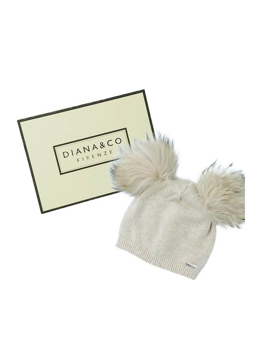 Pom Pom Beanie Γυναικείος Σκούφος Πλεκτός σε Μπεζ χρώμα