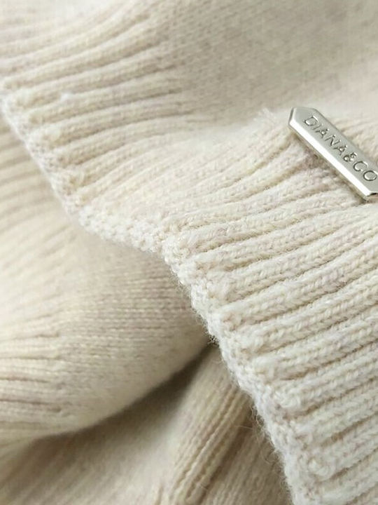 Pom Pom Beanie Γυναικείος Σκούφος Πλεκτός σε Μπεζ χρώμα