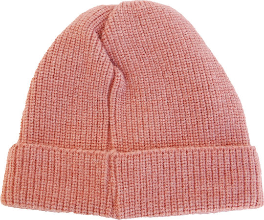 Beanie Γυναικείος Σκούφος με Rib Πλέξη σε Ροζ χρώμα