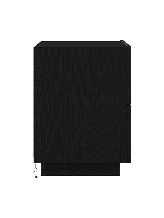 Κομοδίνο από Μασίφ Ξύλο Μαύρη δρυς 45x40x55cm