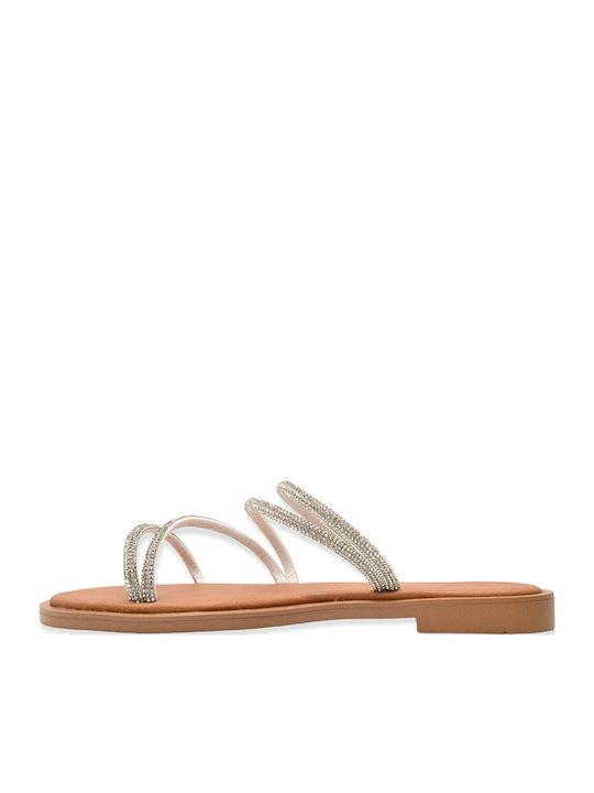 Flache Sandalen für Damen in Silber Farbe