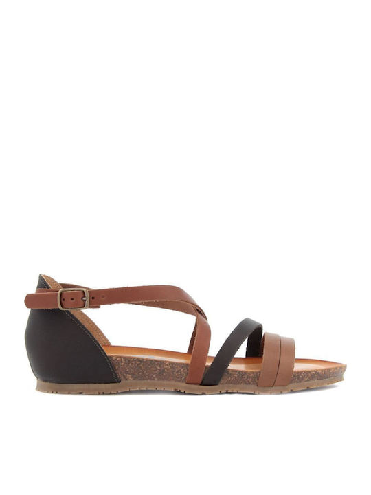 Leather Women's Flat Sandals Anatomic in Brown Color