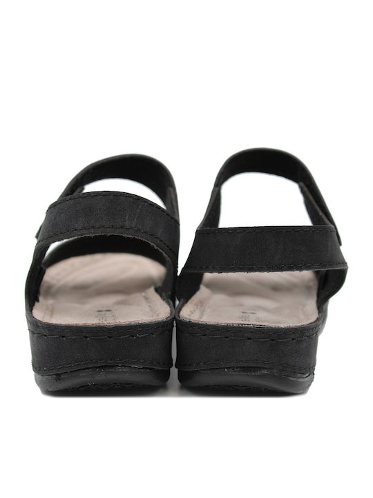 Women's Flat Sandals Anatomic in Black Color 23-11