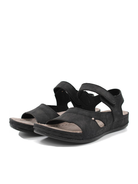 Women's Flat Sandals Anatomic in Black Color 23-11