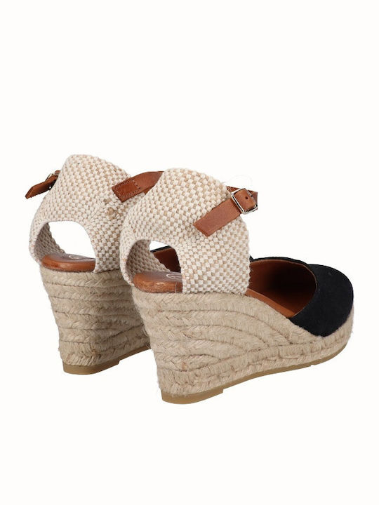 1731 Vitelo Women's Leather Platform Espadrilles Black
