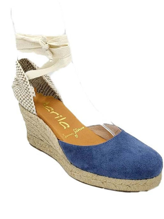 Women's Suede Platform Espadrilles Blue