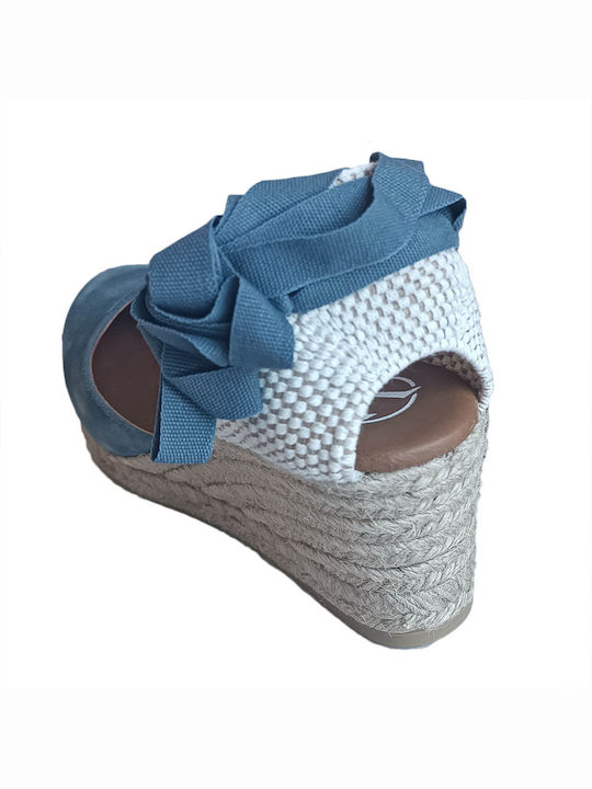 Vitelo Jeans Damenplattformen im Espadrilles-Stil Blau