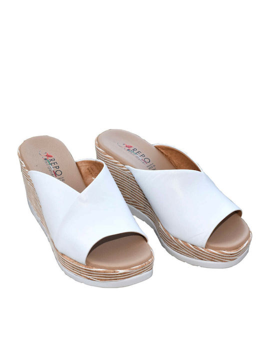 Women's Leather Platform Shoes White