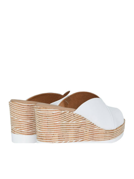 Women's Leather Platform Shoes White