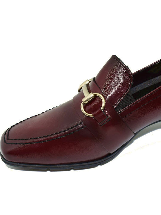 Leder Pumps mit Chunky mittelhohem Absatz Burgundisch