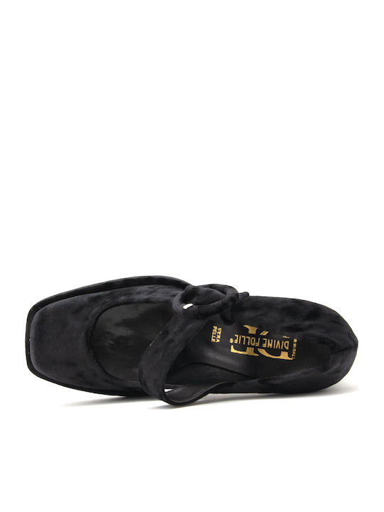 Pumps mit Riemchen & Chunky hoher Absatz Schwarz