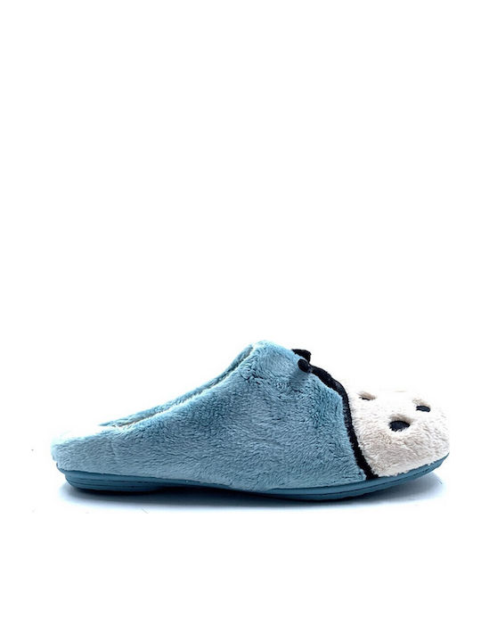 Anatomische Damen Hausschuhe mit Fell Hellblaue