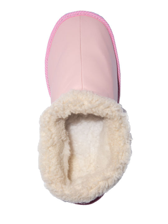 -women's Closed Leather Women's Slippers Pink