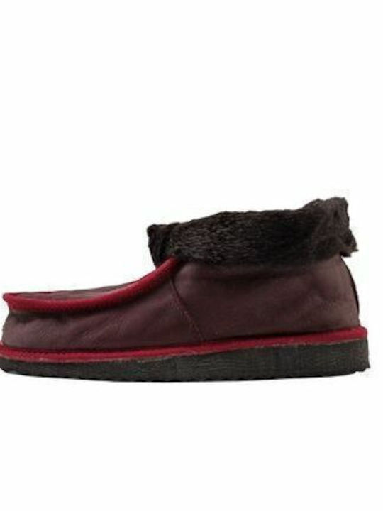 Closed Leather Women's Slippers Red