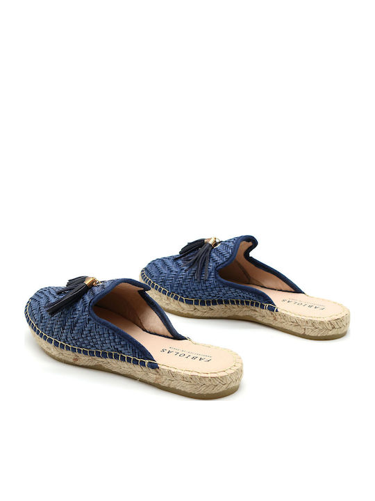 Mules με Χοντρό Ψηλό Τακούνι σε Navy Μπλε Χρώμα
