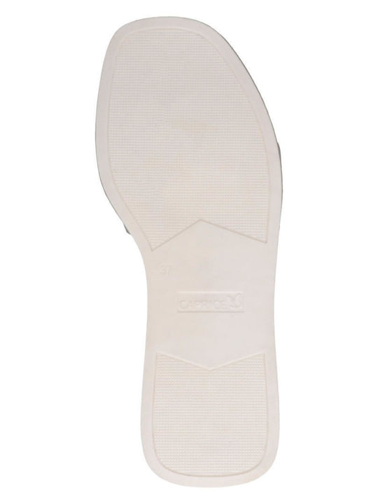Leather Women's Flat Sandals Flatforms in Beige Color