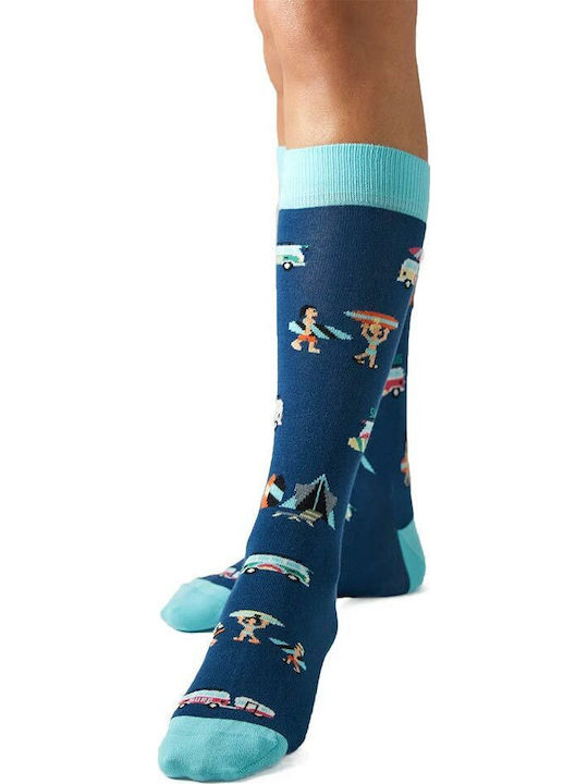 Șosete din bumbac organic Besocks Besurfer Albastru 52421us000028-bl